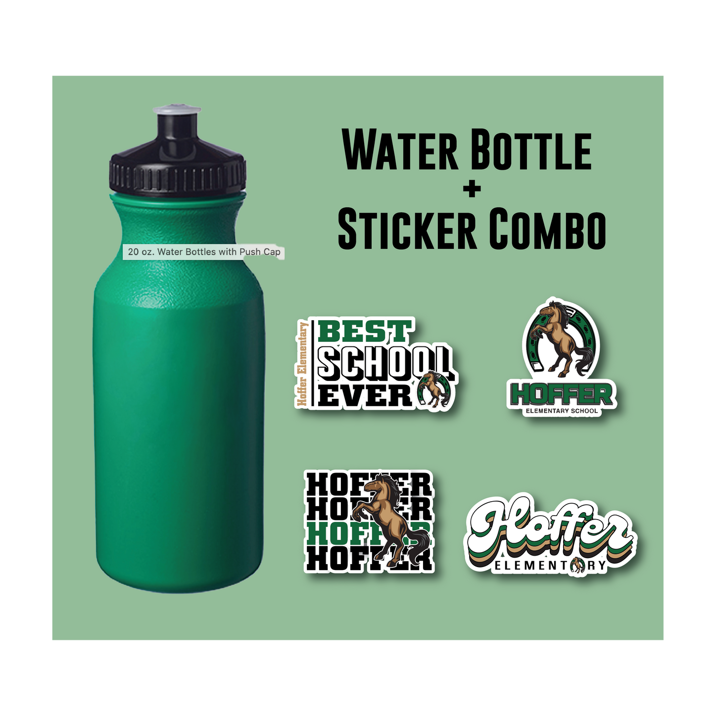Hoffer Elementary Water Bottle + Sticker Combo
